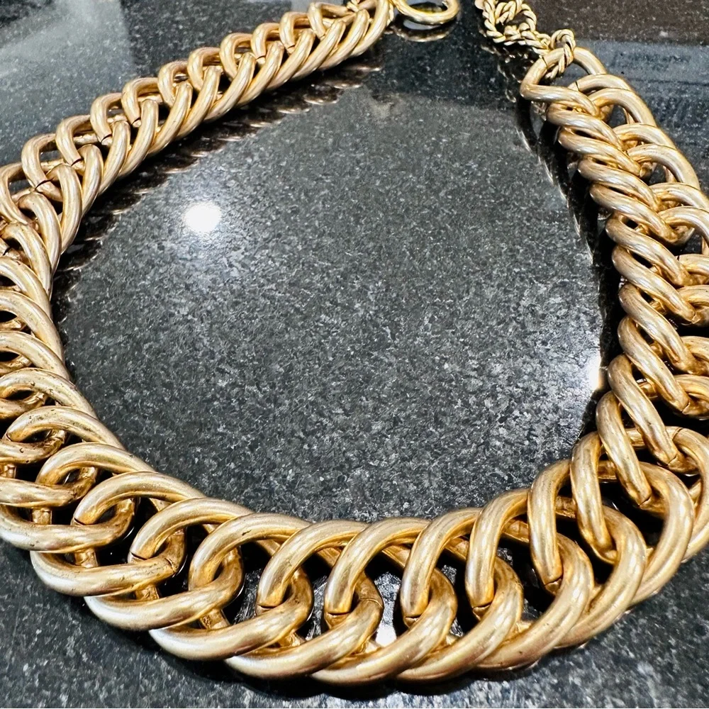 Elizabeth Cole Chunky Gold Link Statement Necklace